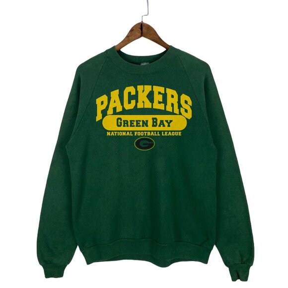 90s Distressed Green Bay Packers Football Sweatshirt, Green, S - 3XL - Picture 1 of 2